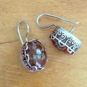 Jasper and silver earrings